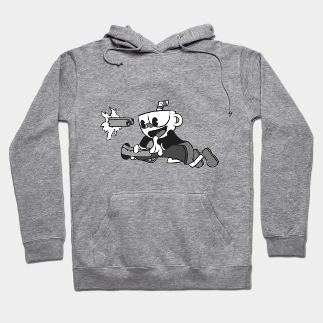 Cuphead Shotgun Design(Black&White) Hoodie by Ulteh